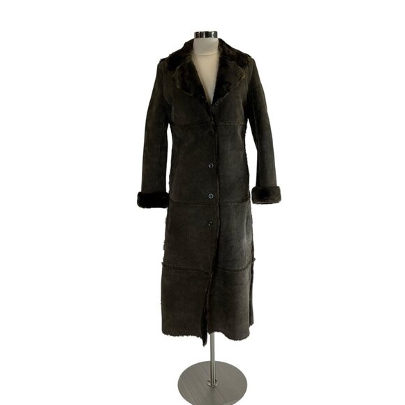 Vintage Brandon Thomas Y2k Long Leather Suede Jacket Fur Lined Coat Penny Lane